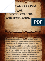 American Colonial Land Laws and Post Colonial Legislation