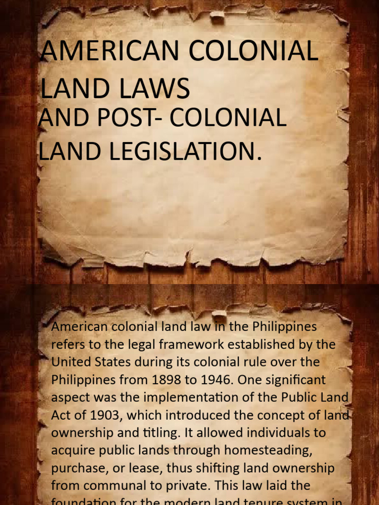 American Colonial Land Laws and Post Colonial Legislation | PDF | Economies