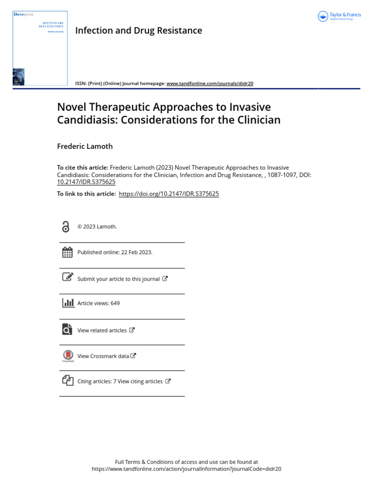 Novel Treatments for Invasive Candidiasis | PDF | Candida (Fungus ...