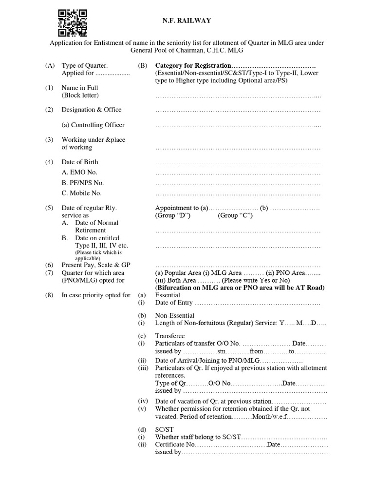 Application Form Quarter | PDF