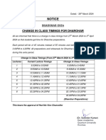 Notice of Change in Class Timings For Dharohar 2024