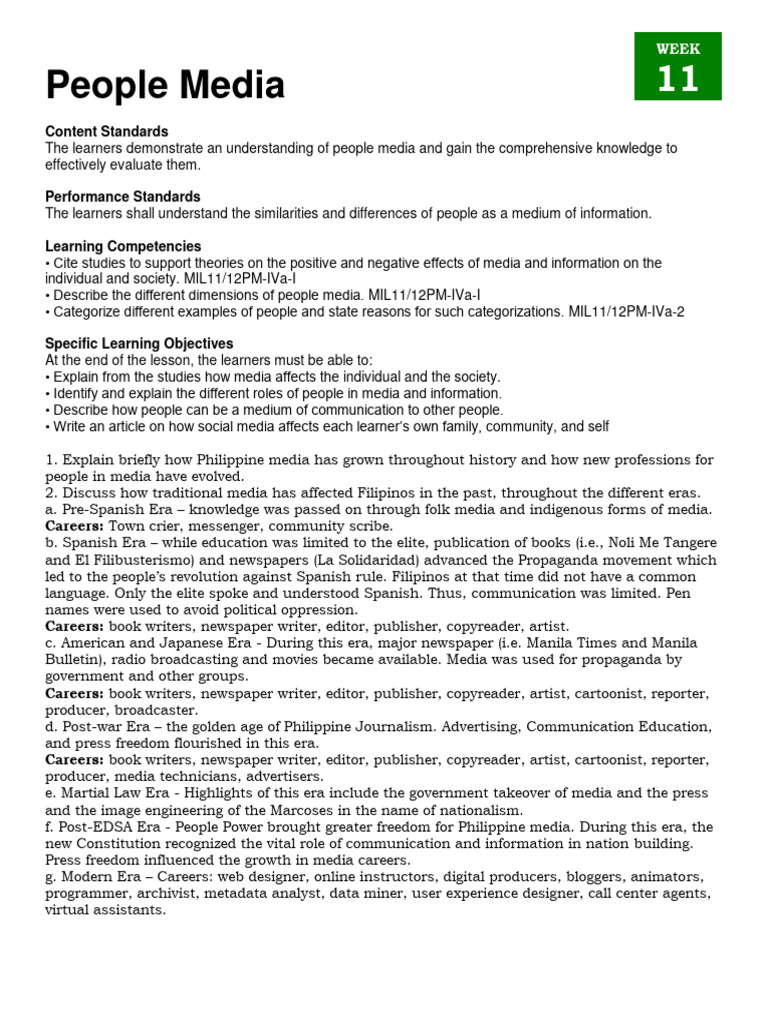 Mil Module 4qtr Week 11 12 | PDF | Mass Media | Social Media