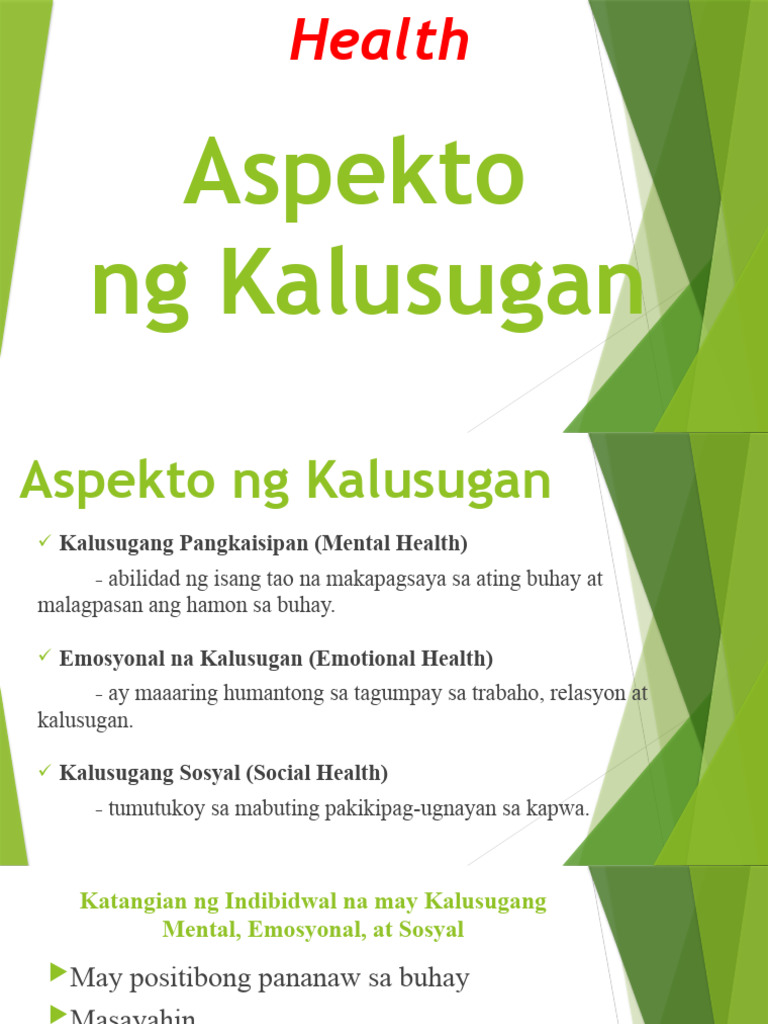 Aspekto NG Kalusugan Grade 5 | PDF