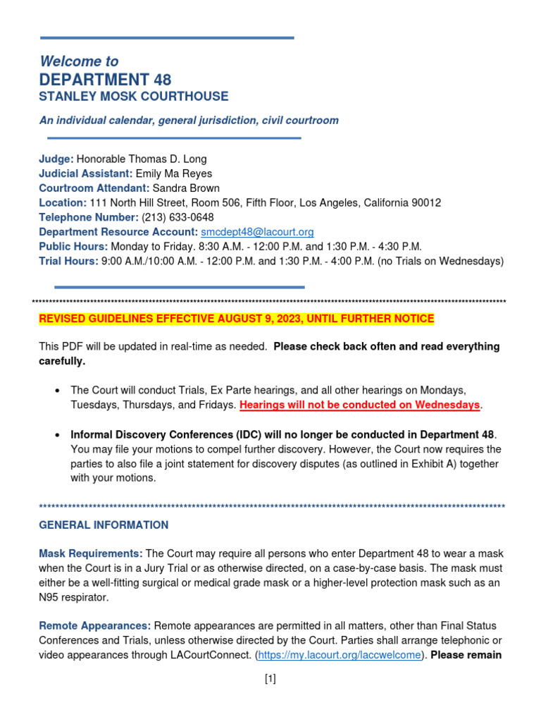 Department 48 Guidelines and Procedures | PDF | Discovery (Law ...