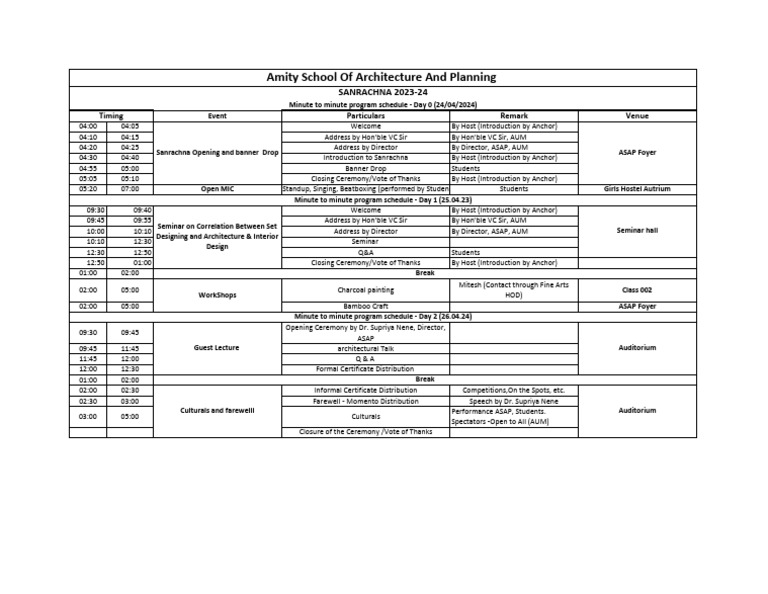 Minute To Minute Schedule 1 PDF