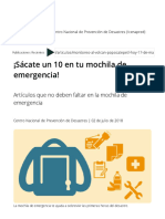 ¡Sácate Un 10 en Tu Mochila de Emergencia! - Centro Nacional de Prevención de Desastres - Gobierno - Gob - MX