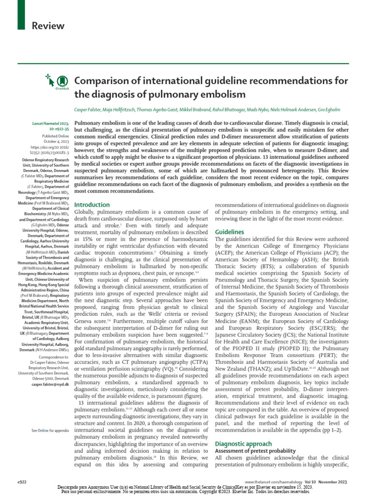 Comparison of International Guideline Recommendations For Rhe Diagnosis ...