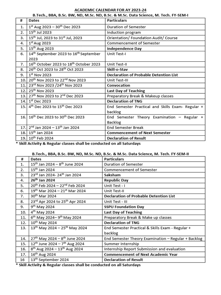 Academic Calendar For AY 2023 24 Final Compressed | PDF | Academic Term ...