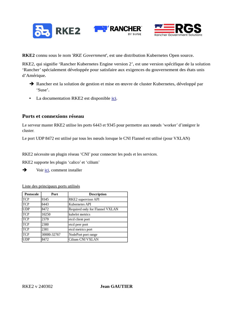 Guide d'installation de RKE2 pour Kubernetes | PDF | Architecture de ...