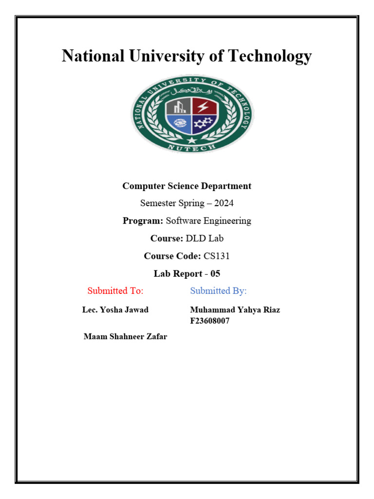 Zaib-un-Nisa, F23608051, DLD Lab 6 | PDF | Teaching Methods & Materials