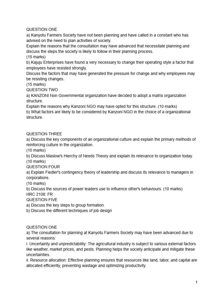 Q&A Principles of Management | PDF | Leadership | Goal