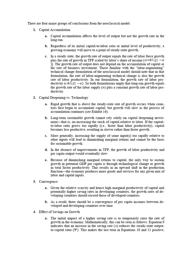 Neoclassical Growth Model Insights | PDF | Economic Growth | Labour ...