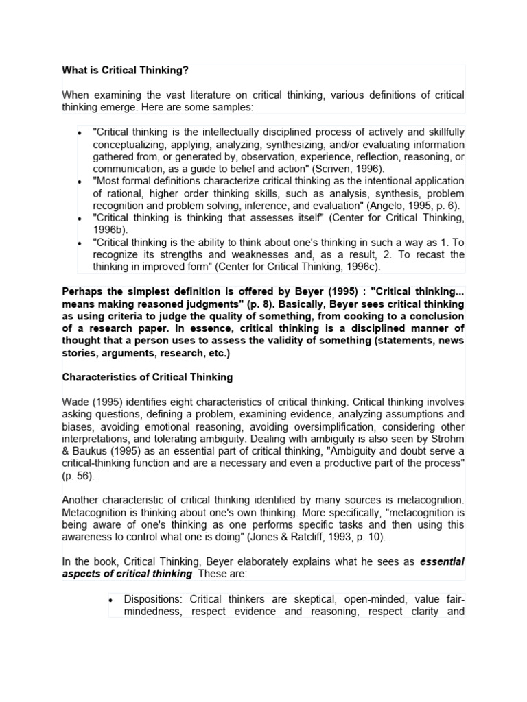 B 1 critical thinking process characteristics made easy for