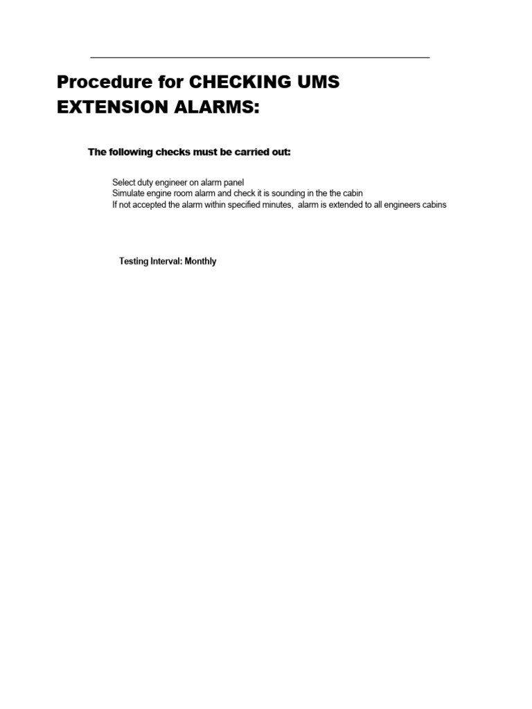 UMS Extension Alarm Check Procedure | PDF