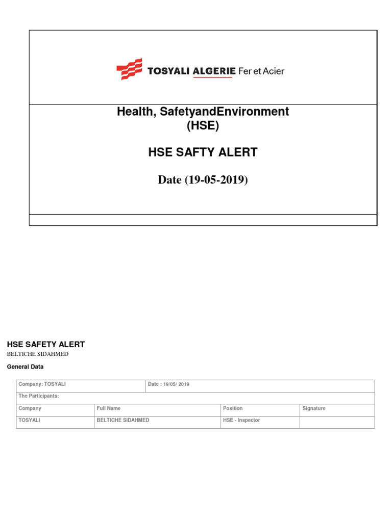 DRI Safety Alert 19.05.2019 - 2019 | PDF | Emergency | Safety