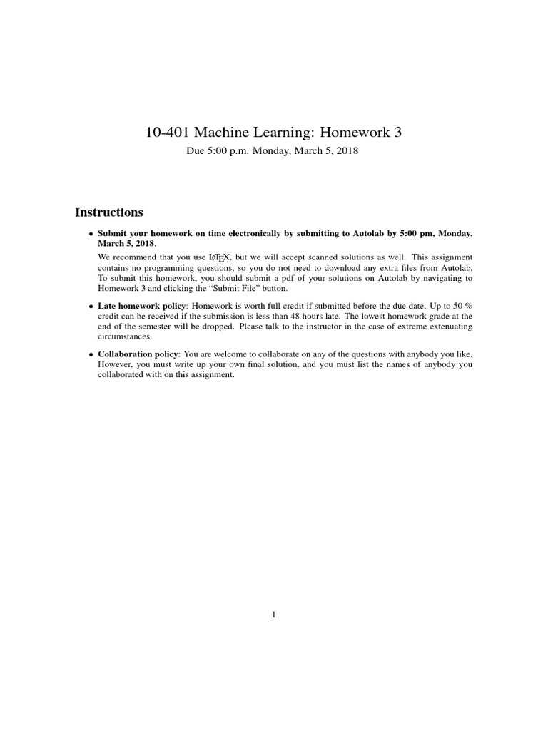 Machine Learning Homework 3: Logistic Regression | PDF | Support Vector ...