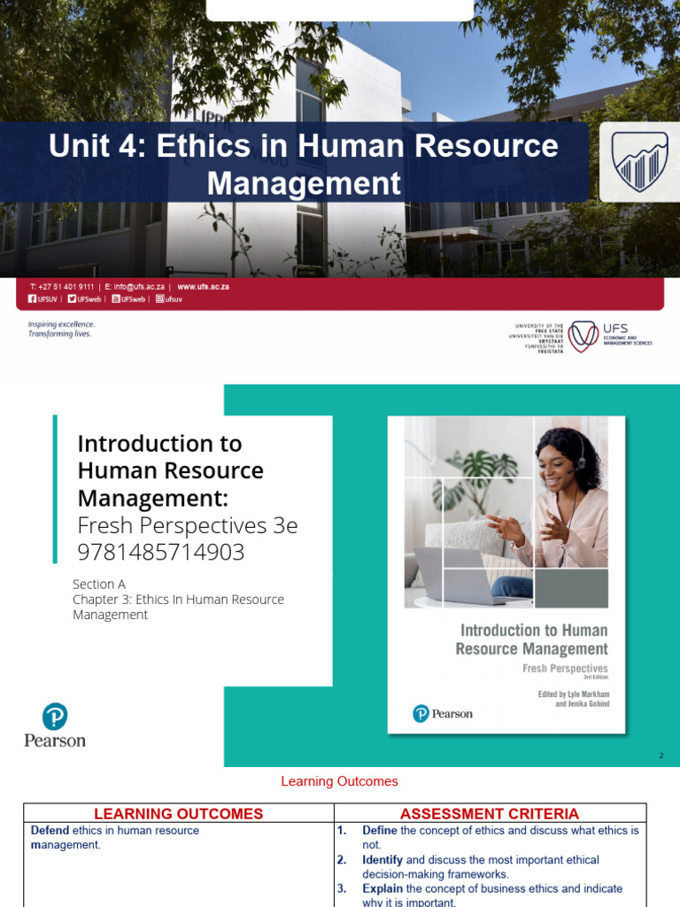 Unit 4 Ethics in Human Resource Management PDF Governance