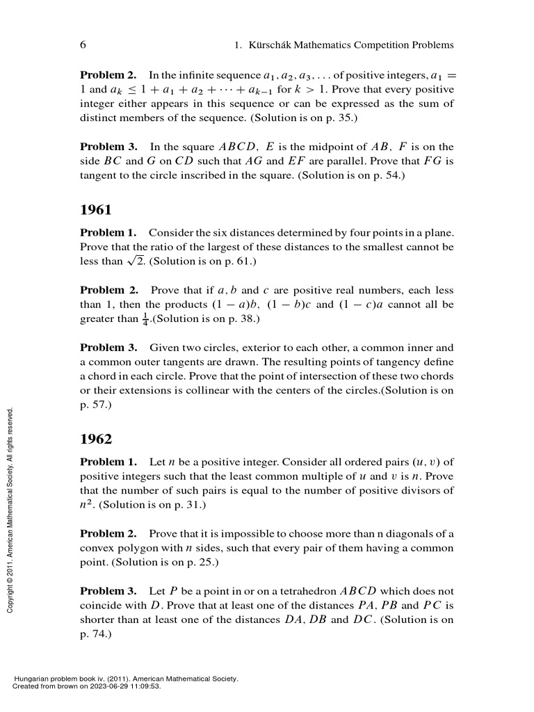 Hungarian Problem Book IV - (Mathematics Competition Problems) | PDF ...