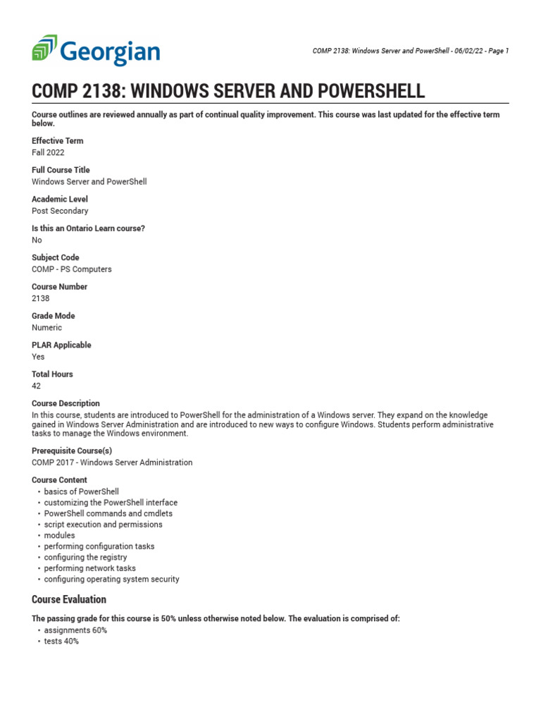 PowerShell & Windows Server Course | PDF | Microsoft Windows | Critical ...