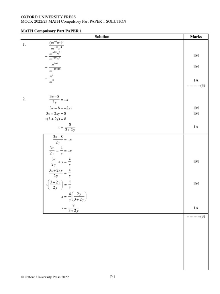 Oxford Math Mock Exam 2022/23 Solutions | PDF | Sphere | Area