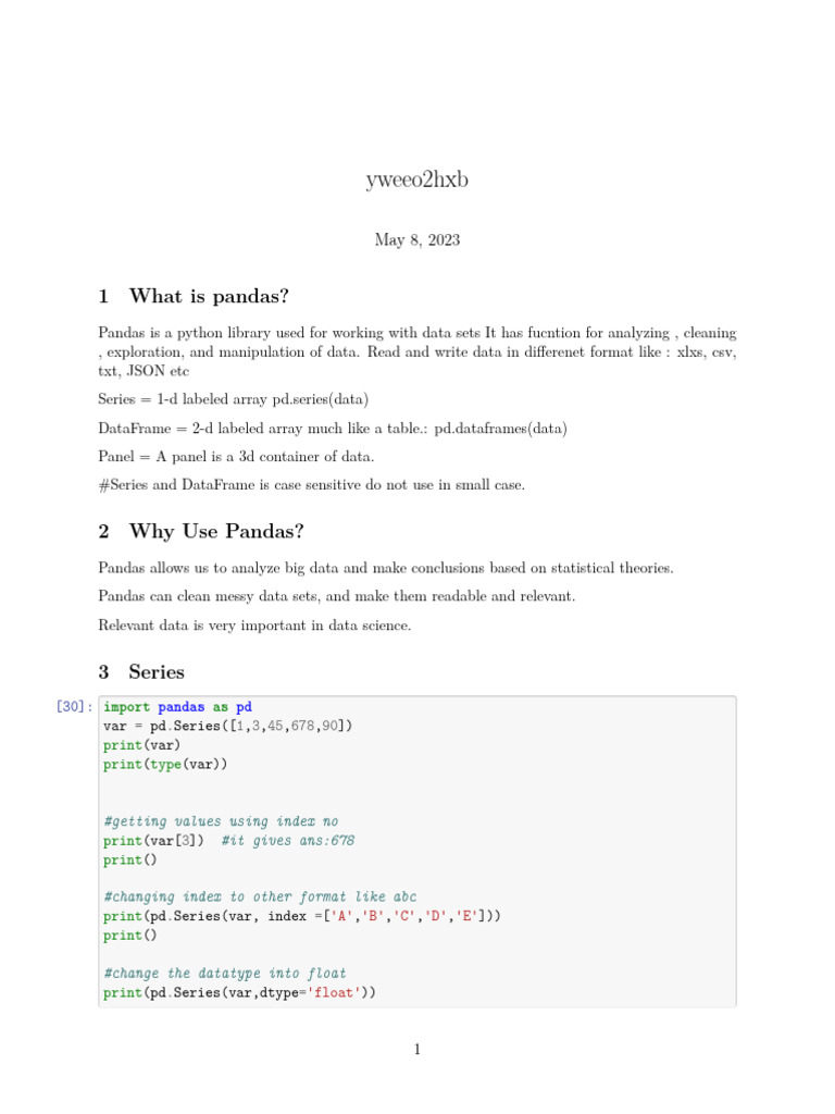 Pandas Notes | PDF | Computing | Computer Programming
