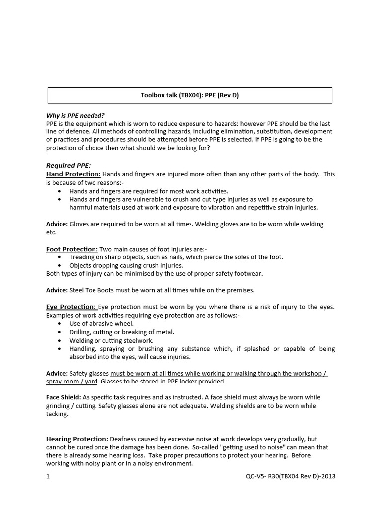 Essential PPE Guidelines for Safety | PDF | Personal Protective ...