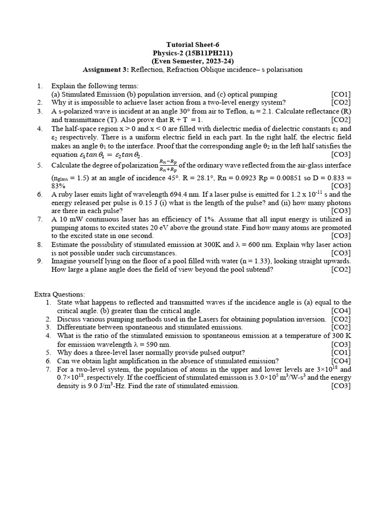 Physics Practice Paper of Optical Fibre | PDF | Waves | Electrodynamics