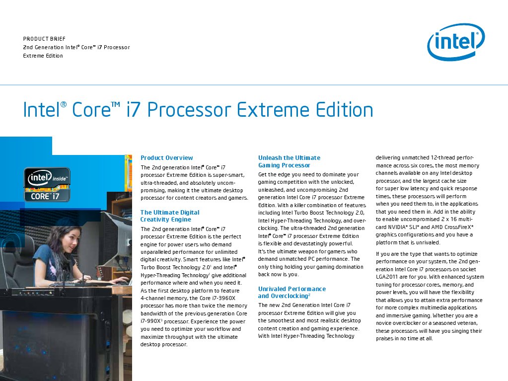 Intel® Core™ I7 Processor Extreme Edition: Product Overview Unleash The ...