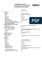 United Republic of Tanzania Business Registrations and Licensing Agency Application For Registration of Business Name