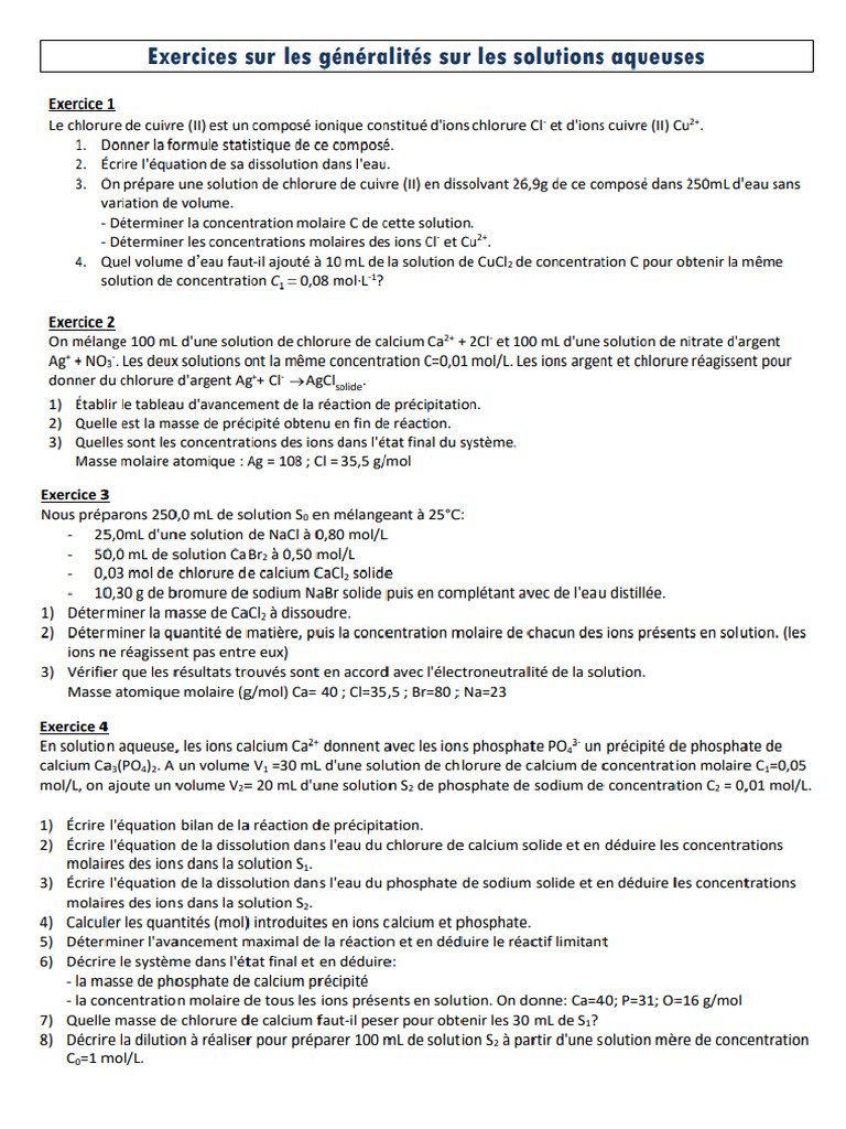 TD Solution Aqueuse Isf 2022 | PDF