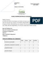 Fiche D'appréciation de Stage