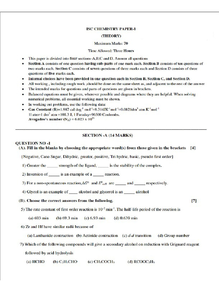 Leaked Chemistry 2024 Paper PDF