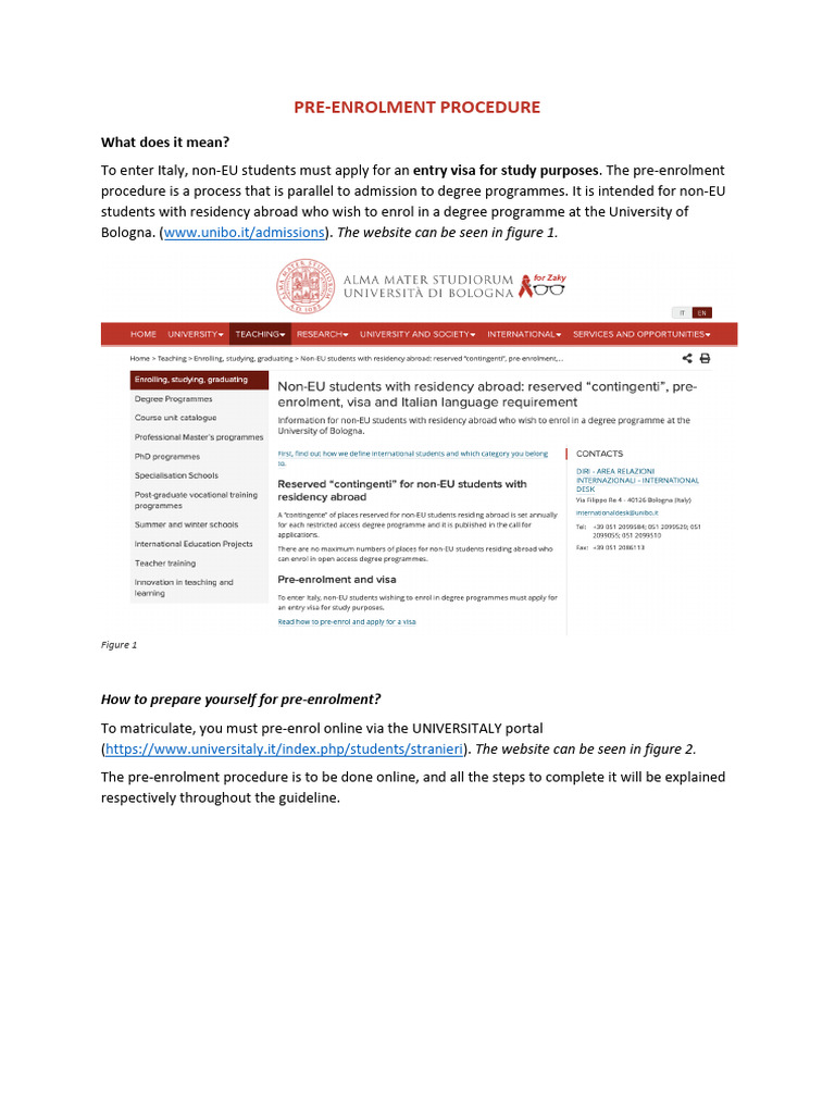 Pre-Enrolment On UNIVERSITALY Instructions - Updated 2021 | Download ...