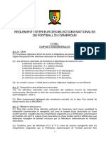 Reglement Interieur Des Selections Nationales de Football Du Cameroun