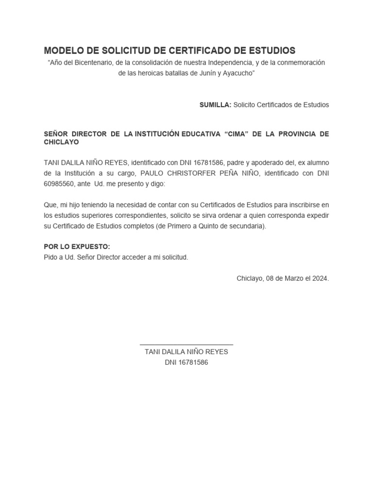 Modelo De Solicitud Certificado De Estudios Actualiza Vrogue Co/carta ...