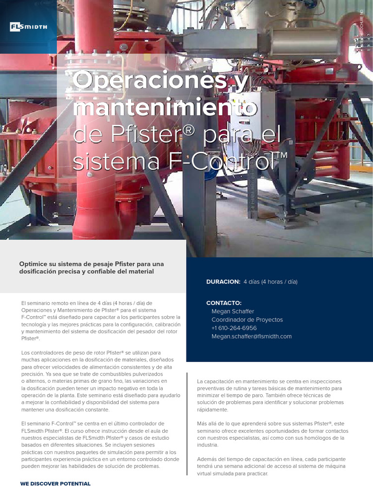 Operaciones y mantenimiento de Pfister para el sistema F-Control | PDF