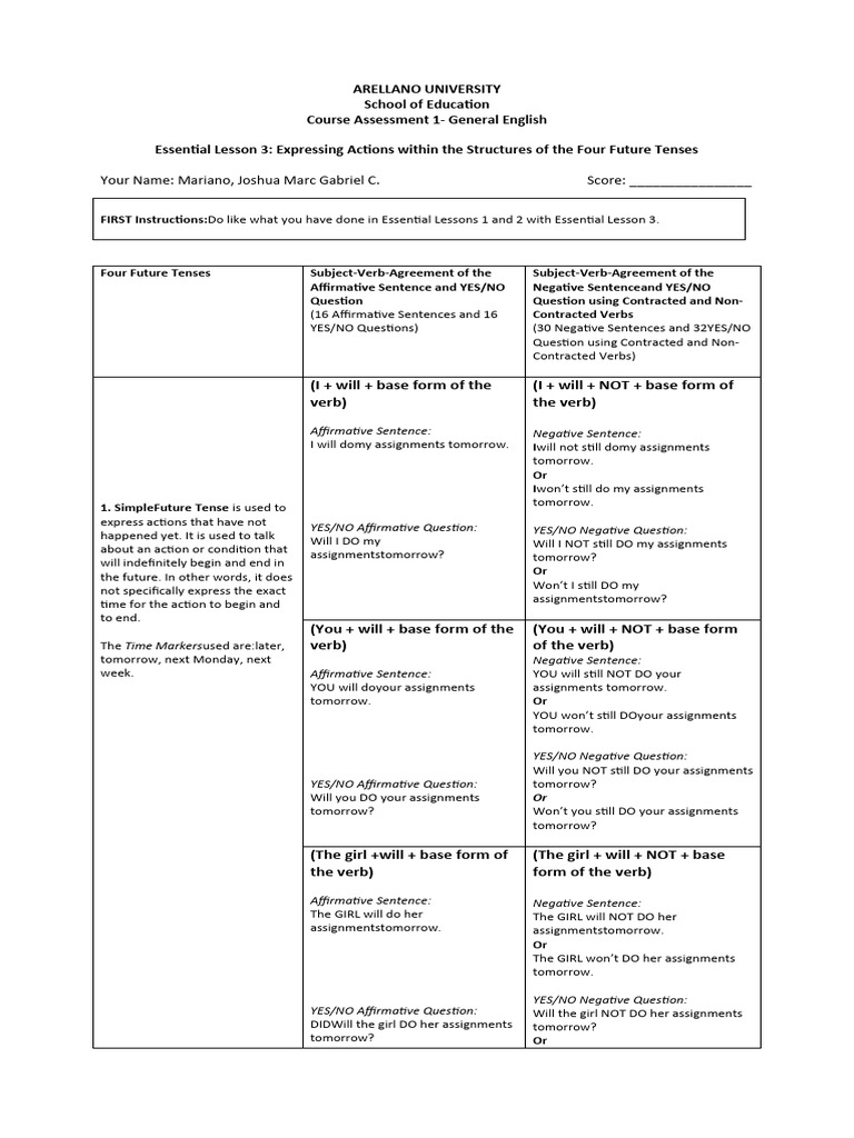 Future Tenses in English Grammar | PDF | Grammatical Tense | Verb