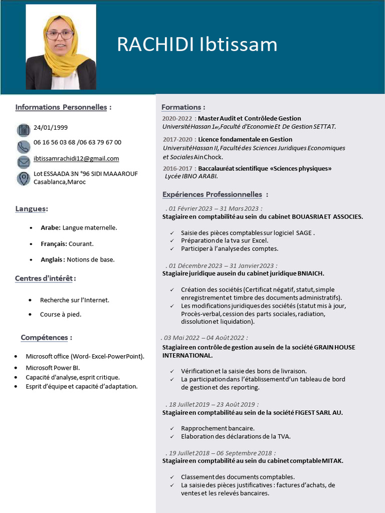 Profil d'Ibtissam Rachidi en Gestion | PDF | Informatique