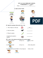 FPT Cau Giay Primary School WORKSHEET 1.1 - Grade 2: - Reorder Letters To Make Correct Words