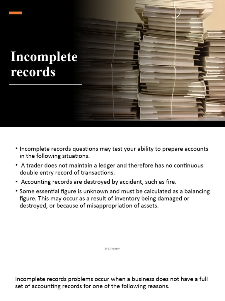 Managing Incomplete Accounting Records | PDF | Debits And Credits ...