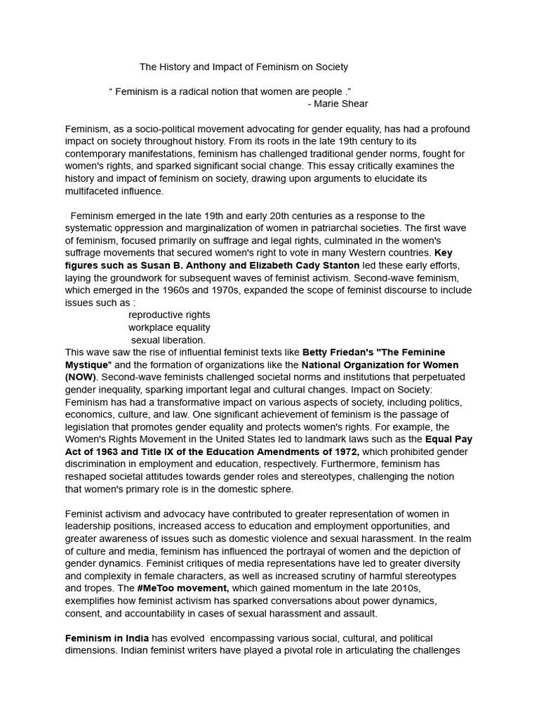 The Evolution and Impact of Feminism | PDF | Gender Studies | Feminism