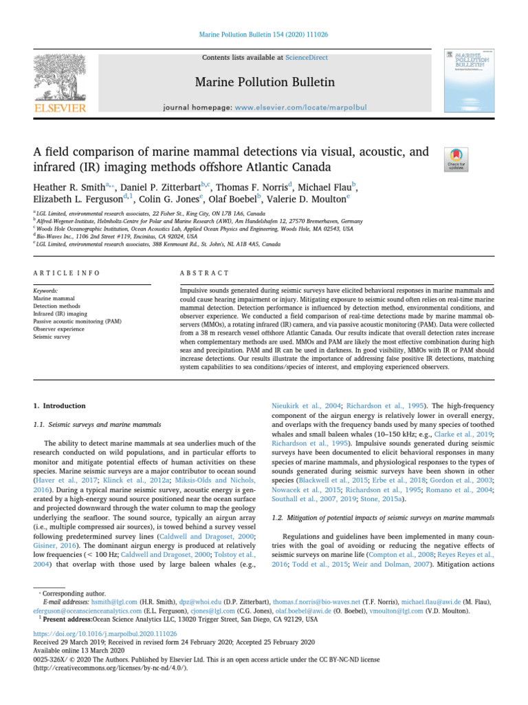 Marine Mammal Detection Methods Comparison | PDF | Reflection ...
