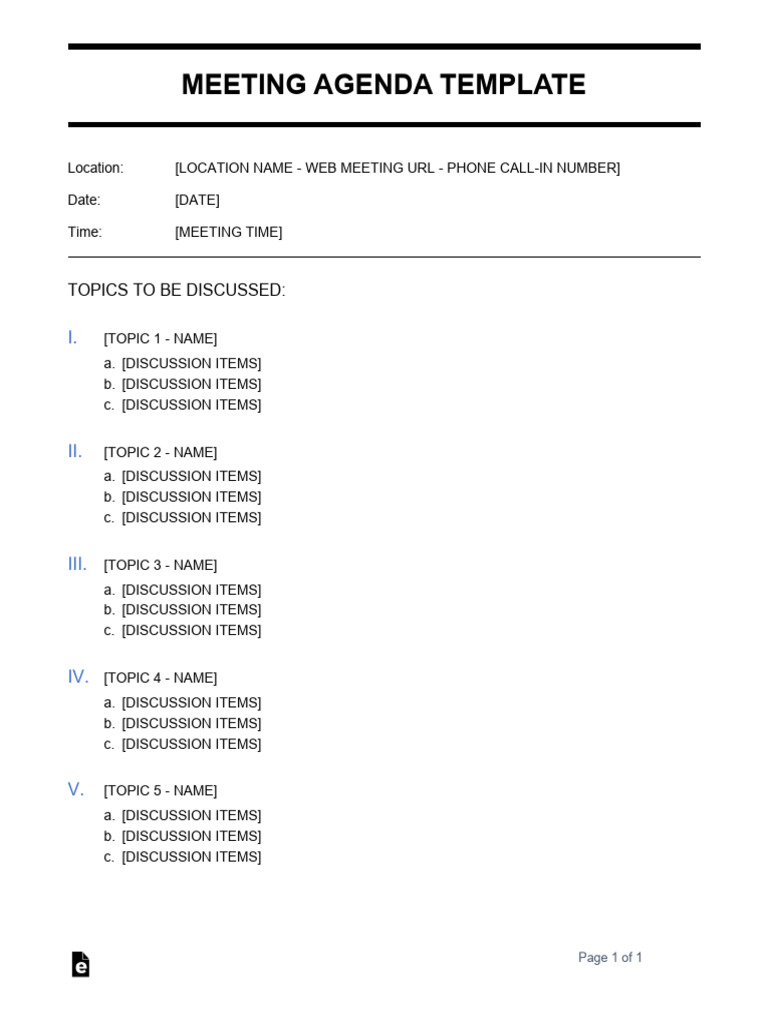 Meeting Agenda Template PDF