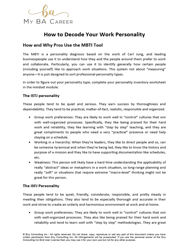 01 how to decode your work personality pdf personality type