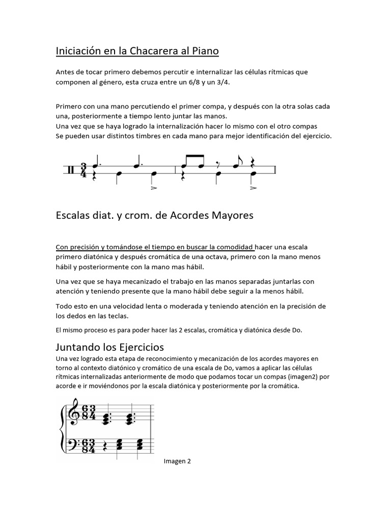 Iniciación en La Chacarera Al Piano Con Acordes Mayores | PDF