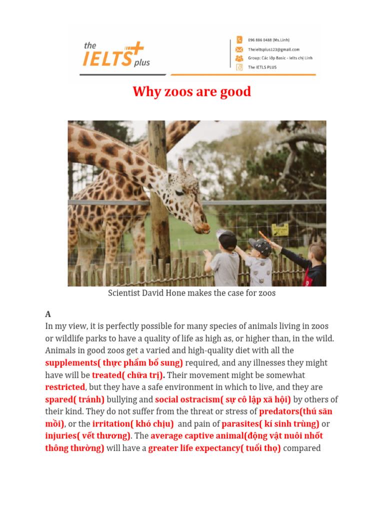 Why Zoos Are Good Handout PDF Zoo Zoology
