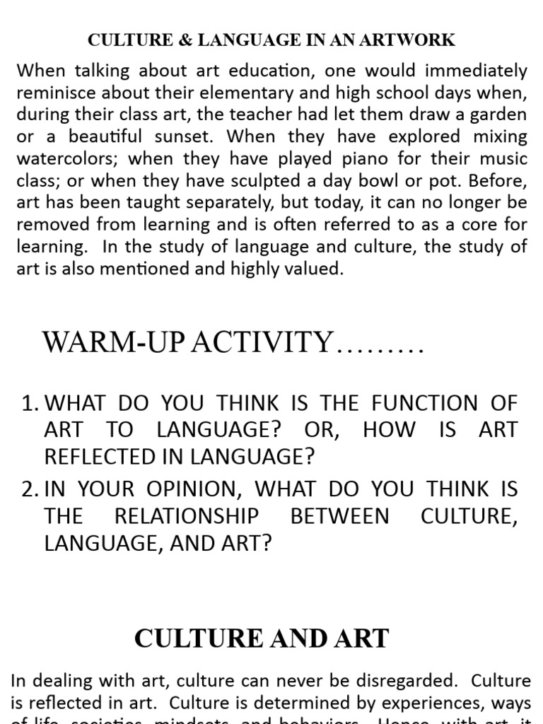 Art's Reflection of Culture and Language | PDF | Human Communication ...