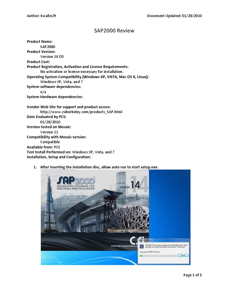 SAP2000 Version 14 Installation Guide | PDF | Installation (Computer ...