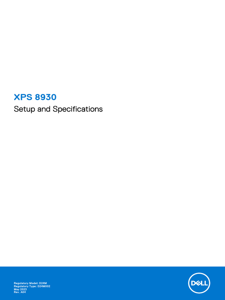 Xps 8930 Setup and Specification en Us | PDF | Usb | Usb Flash Drive
