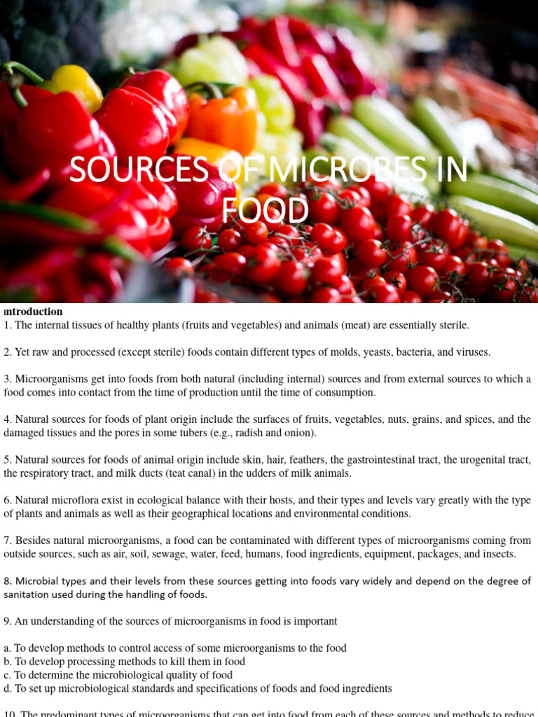 Sources of Microorganisms in Food | PDF | Microorganism | Bacteria